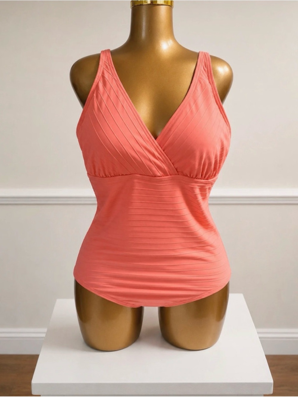 Lands' End Pink Sleeveless Swim Top